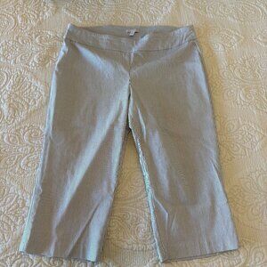 Dana Buchman white grey pinstripe wide leg cropped dress pants XL